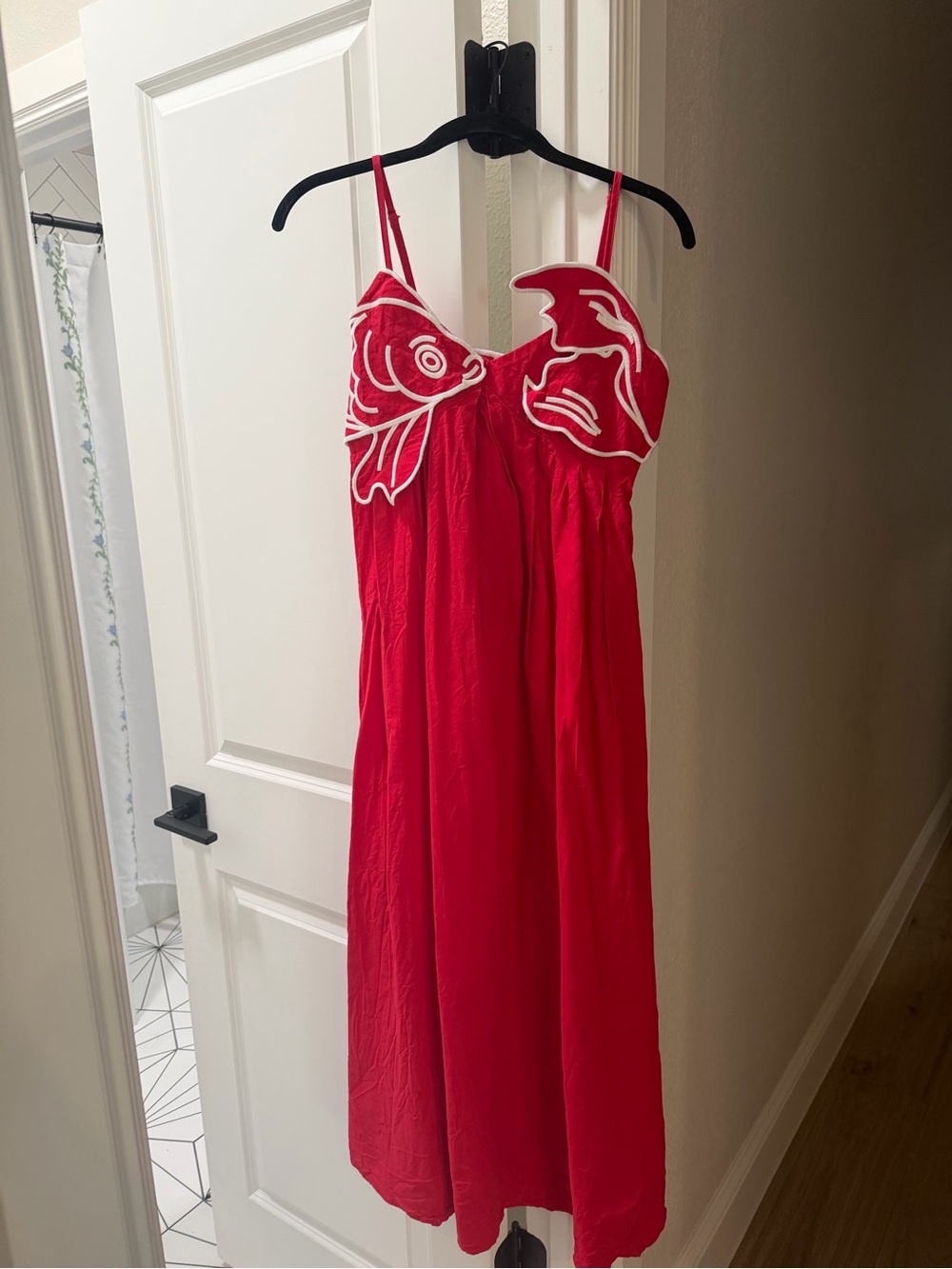 Commense Red Fish Spaghetti Strap Nightdress